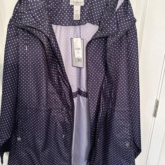 Catherines Ultimate Packable Parka - Womens Size 4XL - Navy w/White Polka Dots - Picture 3 of 11